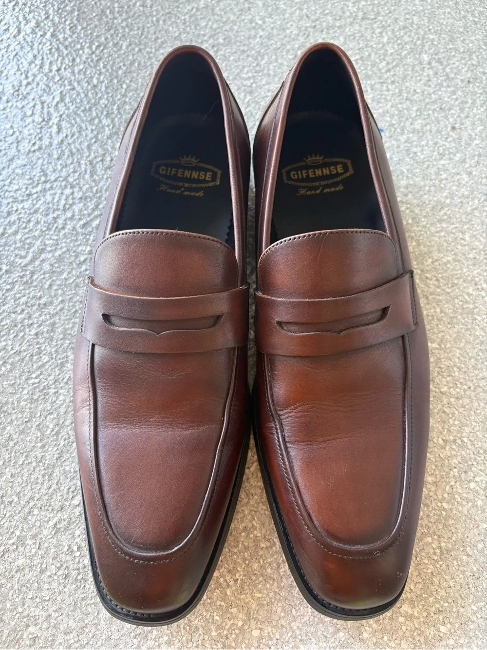 Gifenns handmade brown leather penny loafers size 10.5
